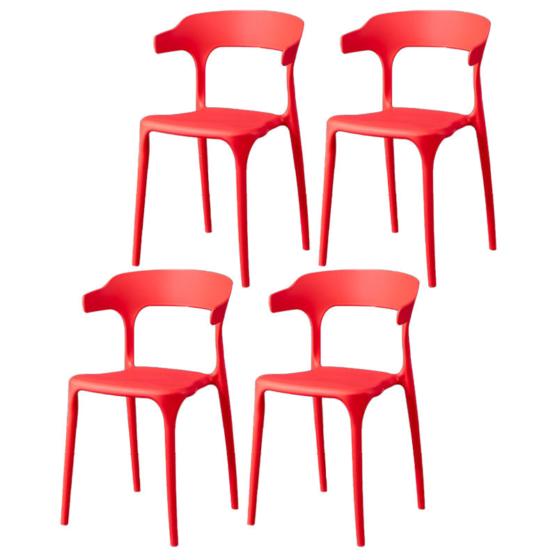 Plastic Scandinavian Arm Chair Kitchen Dining Room Open Back Chair Red 4 Piece Set Clearhalo 'Dining Chairs' 'Dining Tables & Seating' 'dining_chair' 'furn' 'furn_dining_chair' 'Furniture' 'furniture_dining_chair' 'Kitchen & Dining Furniture' 5054196