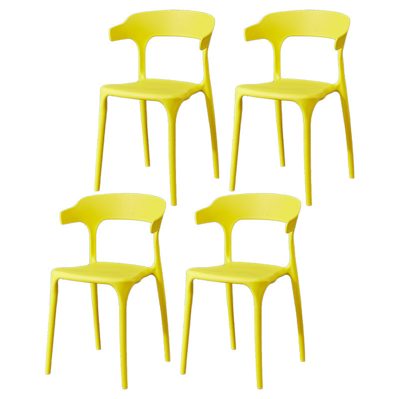 Plastic Scandinavian Arm Chair Kitchen Dining Room Open Back Chair Yellow 4 Piece Set Clearhalo 'Dining Chairs' 'Dining Tables & Seating' 'dining_chair' 'furn' 'furn_dining_chair' 'Furniture' 'furniture_dining_chair' 'Kitchen & Dining Furniture' 5054197