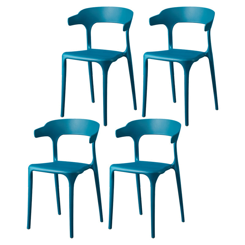 Plastic Scandinavian Arm Chair Kitchen Dining Room Open Back Chair Dark Blue 4 Piece Set Clearhalo 'Dining Chairs' 'Dining Tables & Seating' 'dining_chair' 'furn' 'furn_dining_chair' 'Furniture' 'furniture_dining_chair' 'Kitchen & Dining Furniture' 5054203