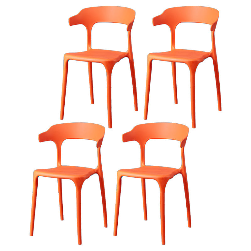 Plastic Scandinavian Arm Chair Kitchen Dining Room Open Back Chair Orange 4 Piece Set Clearhalo 'Dining Chairs' 'Dining Tables & Seating' 'dining_chair' 'furn' 'furn_dining_chair' 'Furniture' 'furniture_dining_chair' 'Kitchen & Dining Furniture' 5054205