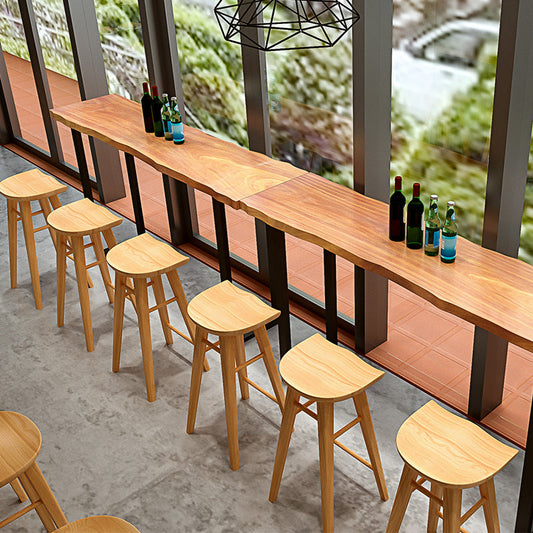 Modern Armless Counter Stool Wood Cafe Bar Stool with Wooden Seat and Pedal Clearhalo 'Bar Furniture' 'Bar Stools' 'bar_stools' 'furn' 'furn_bar_stools' 'Furniture' 'furniture_bar_stools' 'Kitchen & Dining Furniture' 5054816