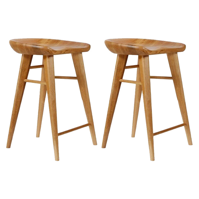 Modern Armless Counter Stool Wood Cafe Bar Stool with Wooden Seat and Pedal Light Brown 2 Piece Set Short Stool(22"H) Clearhalo 'Bar Furniture' 'Bar Stools' 'bar_stools' 'furn' 'furn_bar_stools' 'Furniture' 'furniture_bar_stools' 'Kitchen & Dining Furniture' 5054817