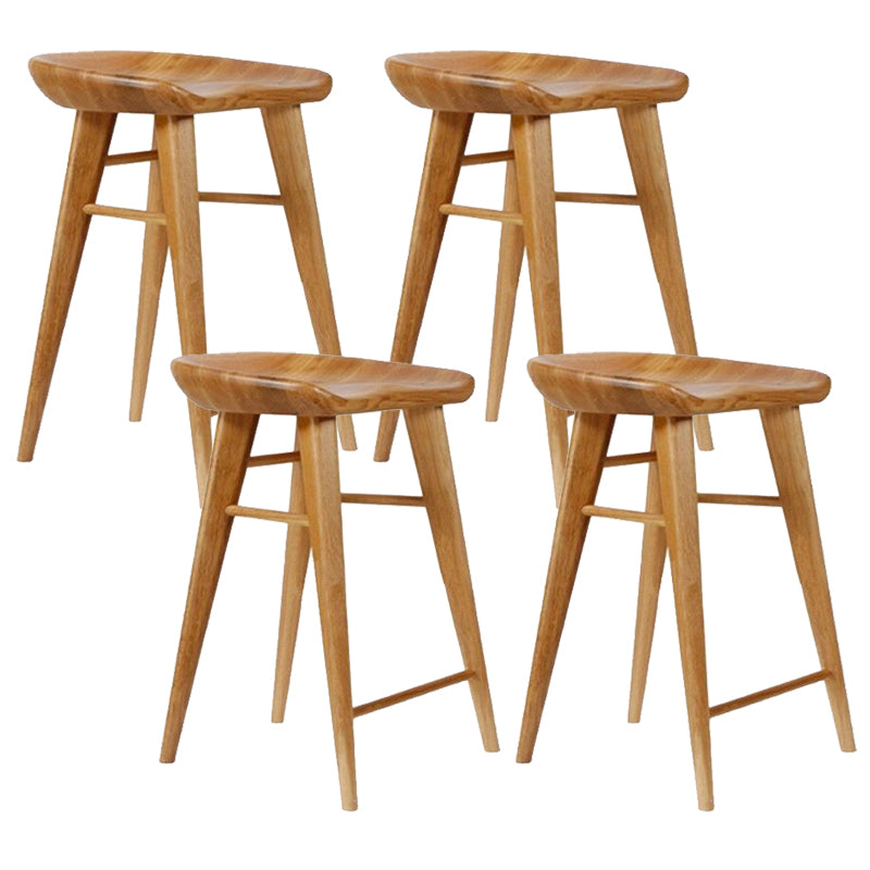 Modern Armless Counter Stool Wood Cafe Bar Stool with Wooden Seat and Pedal Light Brown 4 Piece Set Short Stool(22"H) Clearhalo 'Bar Furniture' 'Bar Stools' 'bar_stools' 'furn' 'furn_bar_stools' 'Furniture' 'furniture_bar_stools' 'Kitchen & Dining Furniture' 5054818