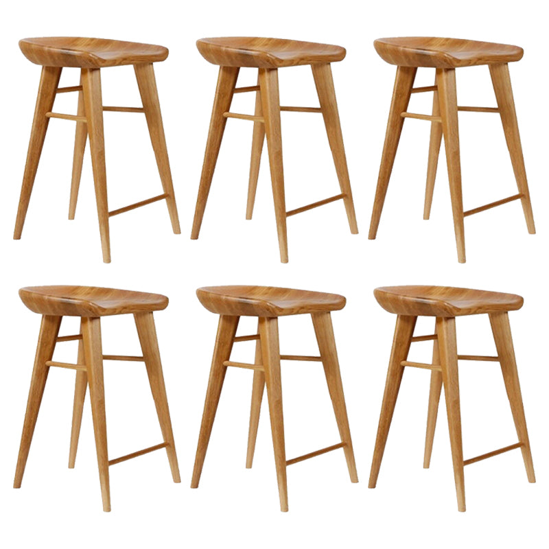 Modern Armless Counter Stool Wood Cafe Bar Stool with Wooden Seat and Pedal Light Brown 6 Piece Set Short Stool(22"H) Clearhalo 'Bar Furniture' 'Bar Stools' 'bar_stools' 'furn' 'furn_bar_stools' 'Furniture' 'furniture_bar_stools' 'Kitchen & Dining Furniture' 5054821