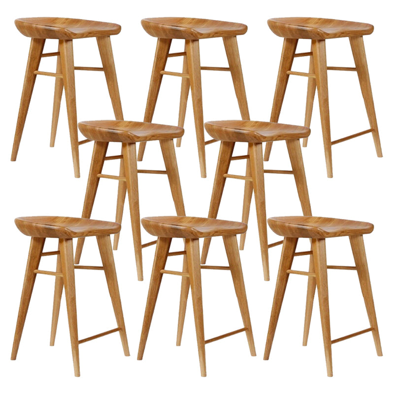 Modern Armless Counter Stool Wood Cafe Bar Stool with Wooden Seat and Pedal Light Brown 8 Piece Set Short Stool(22"H) Clearhalo 'Bar Furniture' 'Bar Stools' 'bar_stools' 'furn' 'furn_bar_stools' 'Furniture' 'furniture_bar_stools' 'Kitchen & Dining Furniture' 5054823