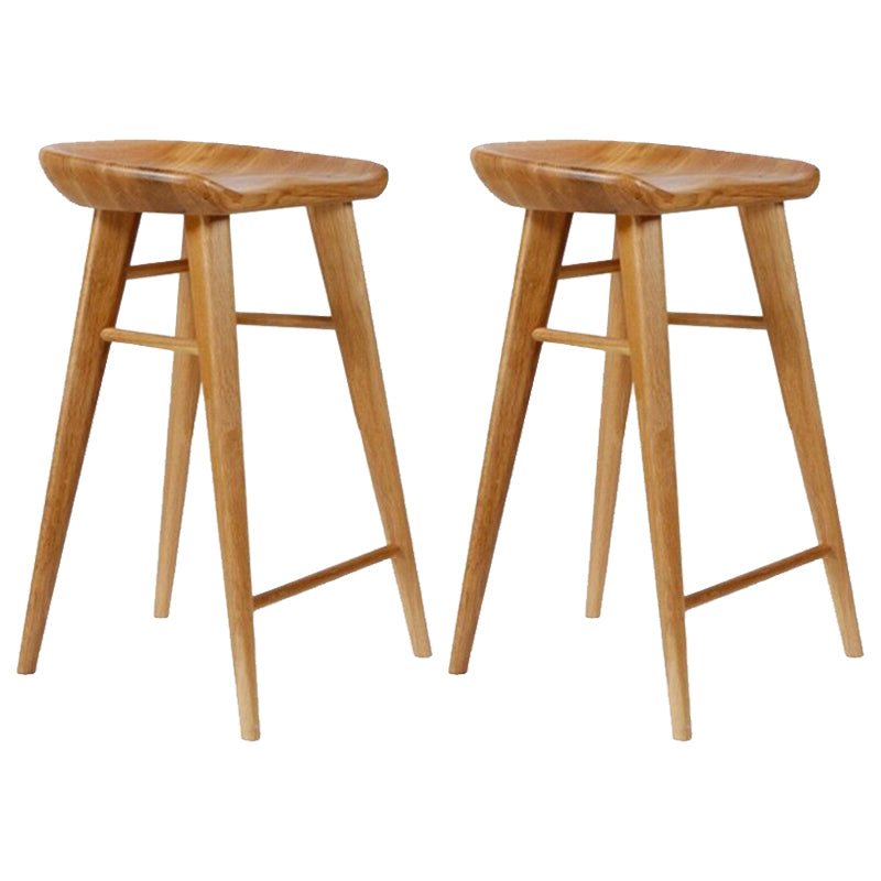 Modern Armless Counter Stool Wood Cafe Bar Stool with Wooden Seat and Pedal Light Brown 2 Piece Set Counter Stool(26"H) Clearhalo 'Bar Furniture' 'Bar Stools' 'bar_stools' 'furn' 'furn_bar_stools' 'Furniture' 'furniture_bar_stools' 'Kitchen & Dining Furniture' 5054825