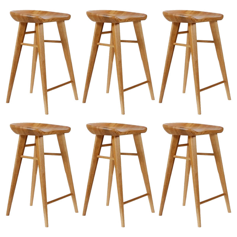 Modern Armless Counter Stool Wood Cafe Bar Stool with Wooden Seat and Pedal Light Brown 6 Piece Set Counter Stool(26"H) Clearhalo 'Bar Furniture' 'Bar Stools' 'bar_stools' 'furn' 'furn_bar_stools' 'Furniture' 'furniture_bar_stools' 'Kitchen & Dining Furniture' 5054828