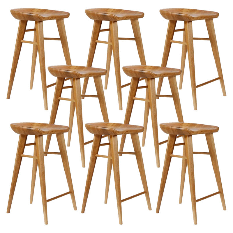 Modern Armless Counter Stool Wood Cafe Bar Stool with Wooden Seat and Pedal Light Brown 8 Piece Set Counter Stool(26"H) Clearhalo 'Bar Furniture' 'Bar Stools' 'bar_stools' 'furn' 'furn_bar_stools' 'Furniture' 'furniture_bar_stools' 'Kitchen & Dining Furniture' 5054829