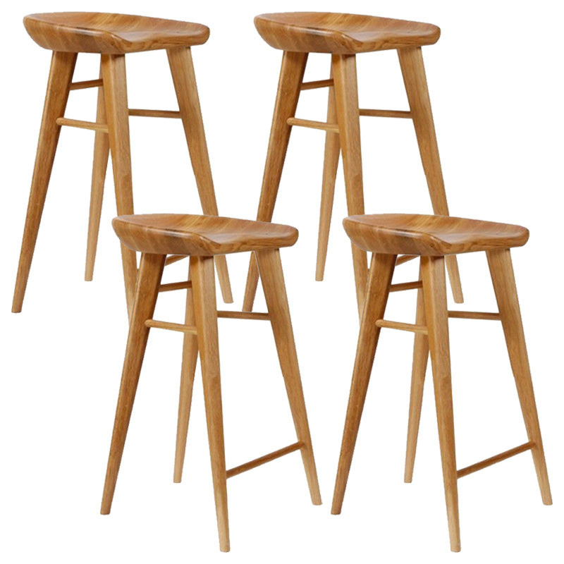 Modern Armless Counter Stool Wood Cafe Bar Stool with Wooden Seat and Pedal Light Brown 4 Piece Set Bar Stool(30"H) Clearhalo 'Bar Furniture' 'Bar Stools' 'bar_stools' 'furn' 'furn_bar_stools' 'Furniture' 'furniture_bar_stools' 'Kitchen & Dining Furniture' 5054831