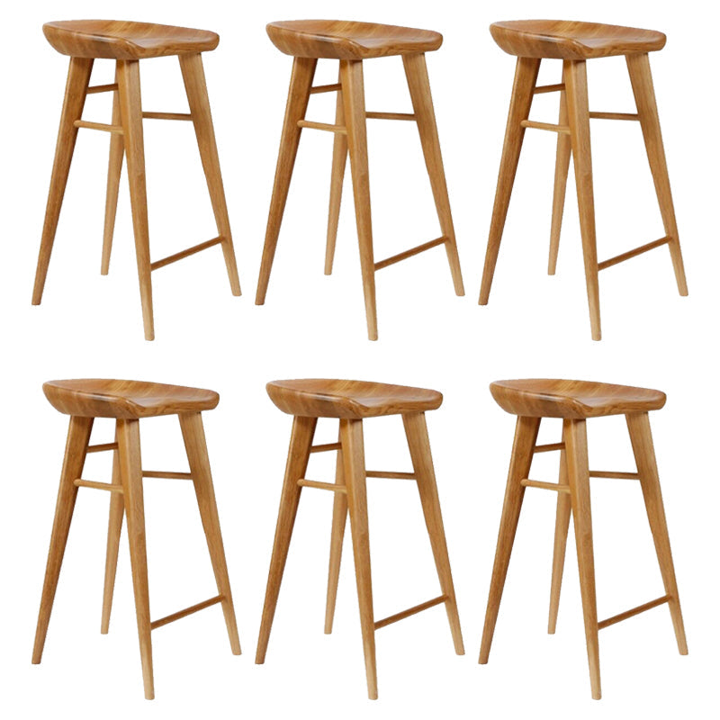 Modern Armless Counter Stool Wood Cafe Bar Stool with Wooden Seat and Pedal Light Brown 6 Piece Set Bar Stool(30"H) Clearhalo 'Bar Furniture' 'Bar Stools' 'bar_stools' 'furn' 'furn_bar_stools' 'Furniture' 'furniture_bar_stools' 'Kitchen & Dining Furniture' 5054832