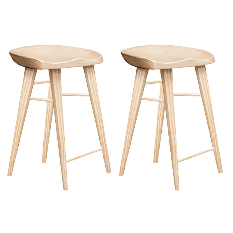 Modern Armless Counter Stool Wood Cafe Bar Stool with Wooden Seat and Pedal Natural 2 Piece Set Short Stool(22"H) Clearhalo 'Bar Furniture' 'Bar Stools' 'bar_stools' 'furn' 'furn_bar_stools' 'Furniture' 'furniture_bar_stools' 'Kitchen & Dining Furniture' 5054834