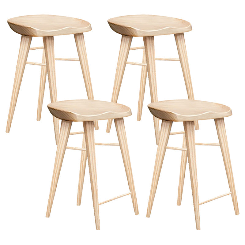 Modern Armless Counter Stool Wood Cafe Bar Stool with Wooden Seat and Pedal Natural 4 Piece Set Short Stool(22"H) Clearhalo 'Bar Furniture' 'Bar Stools' 'bar_stools' 'furn' 'furn_bar_stools' 'Furniture' 'furniture_bar_stools' 'Kitchen & Dining Furniture' 5054835