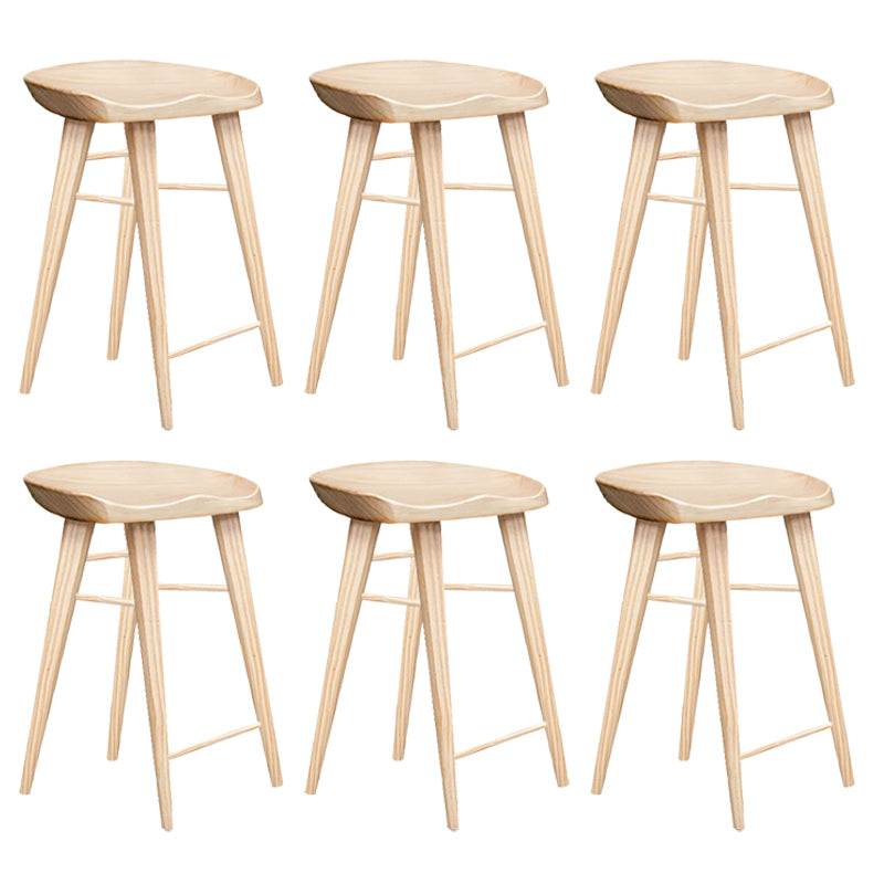 Modern Armless Counter Stool Wood Cafe Bar Stool with Wooden Seat and Pedal Natural 6 Piece Set Short Stool(22"H) Clearhalo 'Bar Furniture' 'Bar Stools' 'bar_stools' 'furn' 'furn_bar_stools' 'Furniture' 'furniture_bar_stools' 'Kitchen & Dining Furniture' 5054836