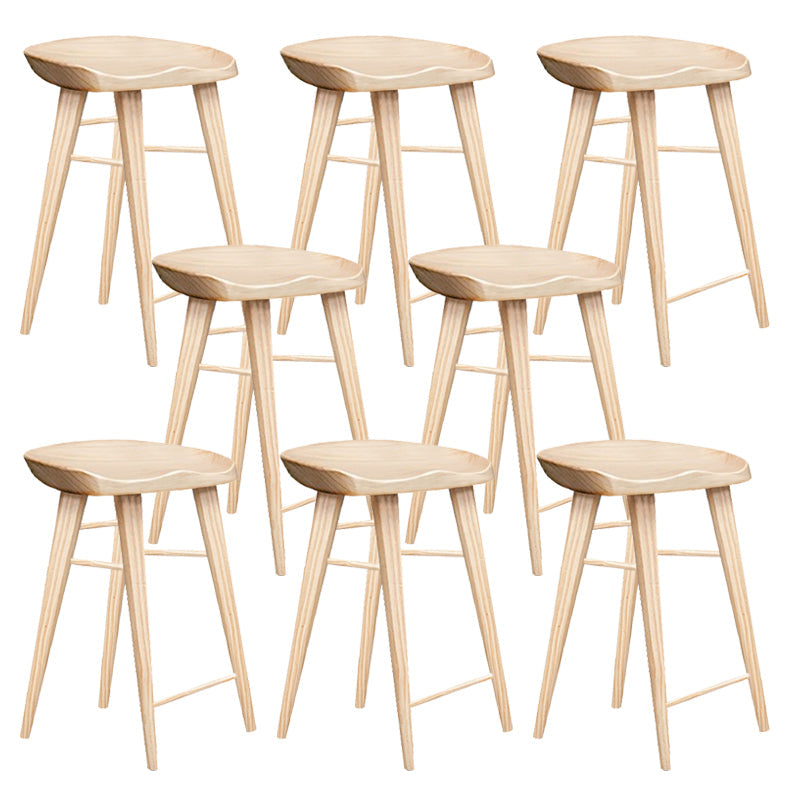 Modern Armless Counter Stool Wood Cafe Bar Stool with Wooden Seat and Pedal Natural 8 Piece Set Short Stool(22"H) Clearhalo 'Bar Furniture' 'Bar Stools' 'bar_stools' 'furn' 'furn_bar_stools' 'Furniture' 'furniture_bar_stools' 'Kitchen & Dining Furniture' 5054837