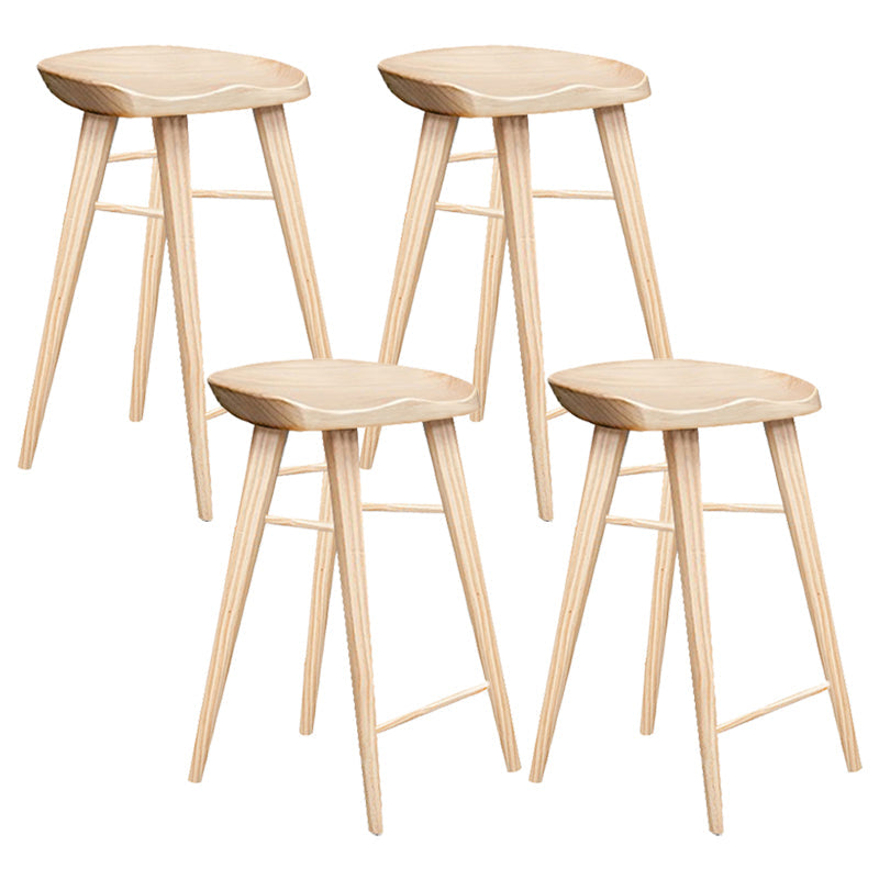 Modern Armless Counter Stool Wood Cafe Bar Stool with Wooden Seat and Pedal Natural 4 Piece Set Counter Stool(26"H) Clearhalo 'Bar Furniture' 'Bar Stools' 'bar_stools' 'furn' 'furn_bar_stools' 'Furniture' 'furniture_bar_stools' 'Kitchen & Dining Furniture' 5054839