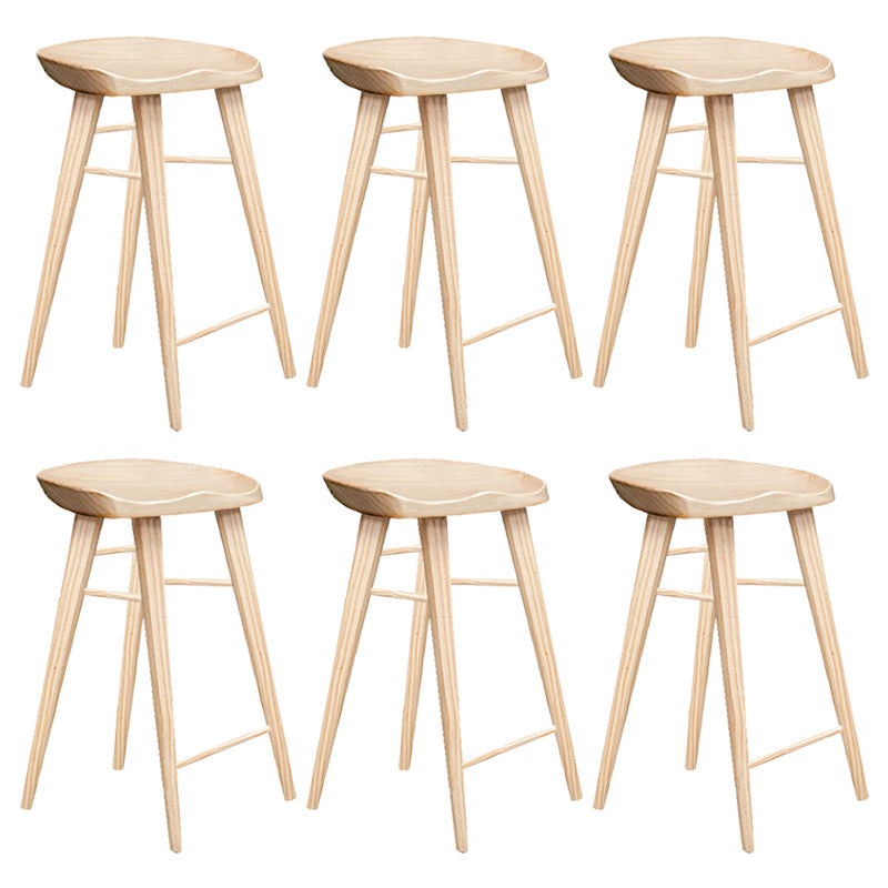 Modern Armless Counter Stool Wood Cafe Bar Stool with Wooden Seat and Pedal Natural 6 Piece Set Counter Stool(26"H) Clearhalo 'Bar Furniture' 'Bar Stools' 'bar_stools' 'furn' 'furn_bar_stools' 'Furniture' 'furniture_bar_stools' 'Kitchen & Dining Furniture' 5054840