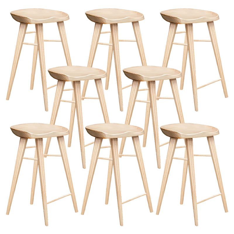 Modern Armless Counter Stool Wood Cafe Bar Stool with Wooden Seat and Pedal Natural 8 Piece Set Counter Stool(26"H) Clearhalo 'Bar Furniture' 'Bar Stools' 'bar_stools' 'furn' 'furn_bar_stools' 'Furniture' 'furniture_bar_stools' 'Kitchen & Dining Furniture' 5054841