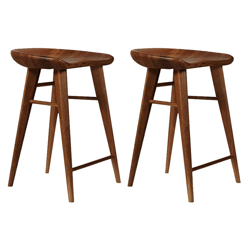 Modern Armless Counter Stool Wood Cafe Bar Stool with Wooden Seat and Pedal Walnut 2 Piece Set Short Stool(22"H) Clearhalo 'Bar Furniture' 'Bar Stools' 'bar_stools' 'furn' 'furn_bar_stools' 'Furniture' 'furniture_bar_stools' 'Kitchen & Dining Furniture' 5054842
