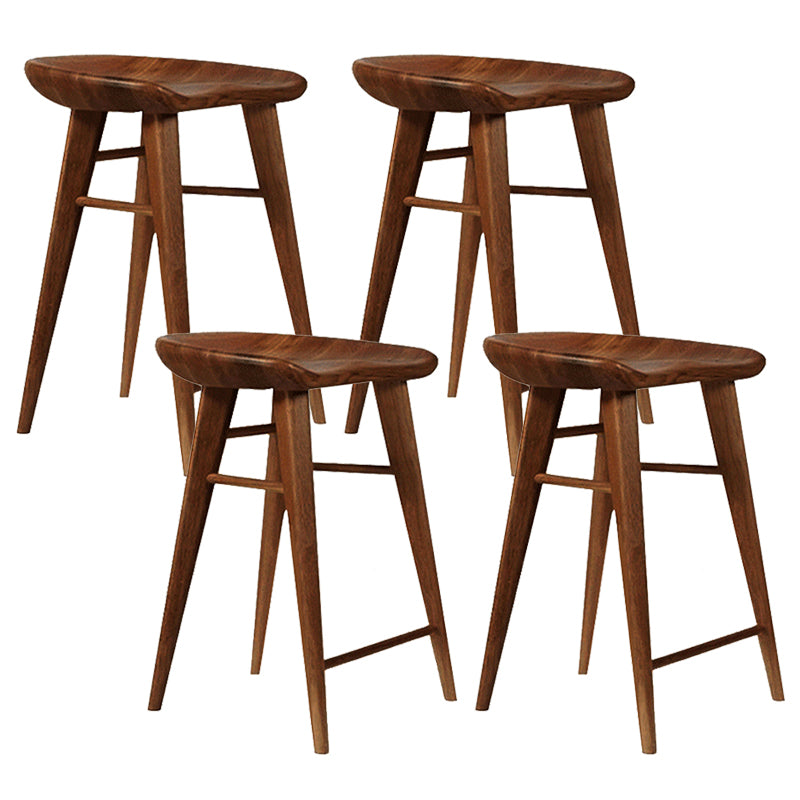 Modern Armless Counter Stool Wood Cafe Bar Stool with Wooden Seat and Pedal Walnut 4 Piece Set Short Stool(22"H) Clearhalo 'Bar Furniture' 'Bar Stools' 'bar_stools' 'furn' 'furn_bar_stools' 'Furniture' 'furniture_bar_stools' 'Kitchen & Dining Furniture' 5054843