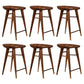 Modern Armless Counter Stool Wood Cafe Bar Stool with Wooden Seat and Pedal Walnut 6 Piece Set Short Stool(22"H) Clearhalo 'Bar Furniture' 'Bar Stools' 'bar_stools' 'furn' 'furn_bar_stools' 'Furniture' 'furniture_bar_stools' 'Kitchen & Dining Furniture' 5054844