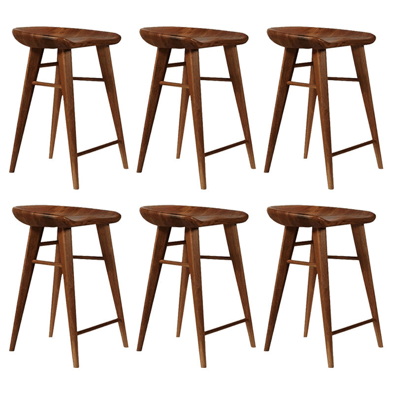 Modern Armless Counter Stool Wood Cafe Bar Stool with Wooden Seat and Pedal Walnut 6 Piece Set Short Stool(22"H) Clearhalo 'Bar Furniture' 'Bar Stools' 'bar_stools' 'furn' 'furn_bar_stools' 'Furniture' 'furniture_bar_stools' 'Kitchen & Dining Furniture' 5054844