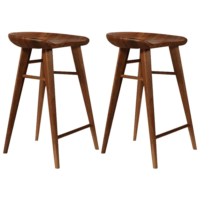 Modern Armless Counter Stool Wood Cafe Bar Stool with Wooden Seat and Pedal Walnut 2 Piece Set Counter Stool(26"H) Clearhalo 'Bar Furniture' 'Bar Stools' 'bar_stools' 'furn' 'furn_bar_stools' 'Furniture' 'furniture_bar_stools' 'Kitchen & Dining Furniture' 5054846