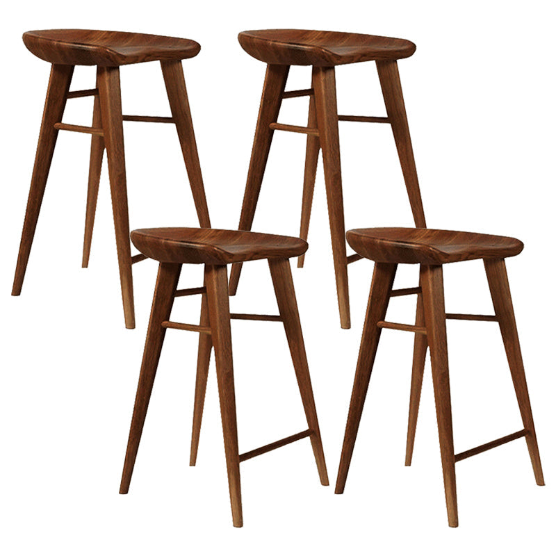 Modern Armless Counter Stool Wood Cafe Bar Stool with Wooden Seat and Pedal Walnut 4 Piece Set Counter Stool(26"H) Clearhalo 'Bar Furniture' 'Bar Stools' 'bar_stools' 'furn' 'furn_bar_stools' 'Furniture' 'furniture_bar_stools' 'Kitchen & Dining Furniture' 5054847