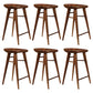 Modern Armless Counter Stool Wood Cafe Bar Stool with Wooden Seat and Pedal Walnut 6 Piece Set Counter Stool(26"H) Clearhalo 'Bar Furniture' 'Bar Stools' 'bar_stools' 'furn' 'furn_bar_stools' 'Furniture' 'furniture_bar_stools' 'Kitchen & Dining Furniture' 5054848