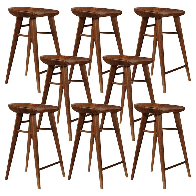 Modern Armless Counter Stool Wood Cafe Bar Stool with Wooden Seat and Pedal Walnut 8 Piece Set Counter Stool(26"H) Clearhalo 'Bar Furniture' 'Bar Stools' 'bar_stools' 'furn' 'furn_bar_stools' 'Furniture' 'furniture_bar_stools' 'Kitchen & Dining Furniture' 5054849