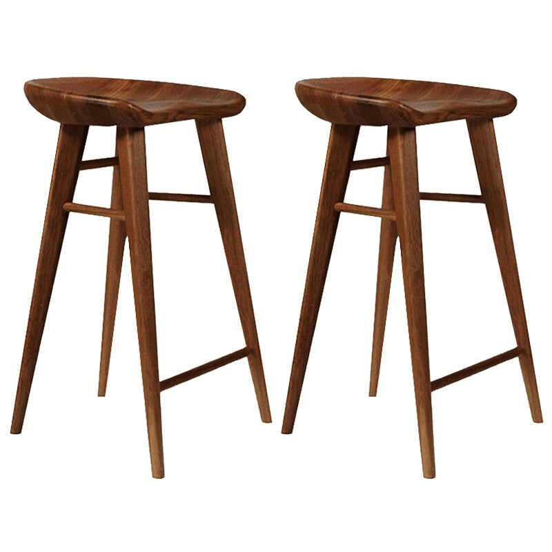 Modern Armless Counter Stool Wood Cafe Bar Stool with Wooden Seat and Pedal Walnut 2 Piece Set Bar Stool(30"H) Clearhalo 'Bar Furniture' 'Bar Stools' 'bar_stools' 'furn' 'furn_bar_stools' 'Furniture' 'furniture_bar_stools' 'Kitchen & Dining Furniture' 5054850