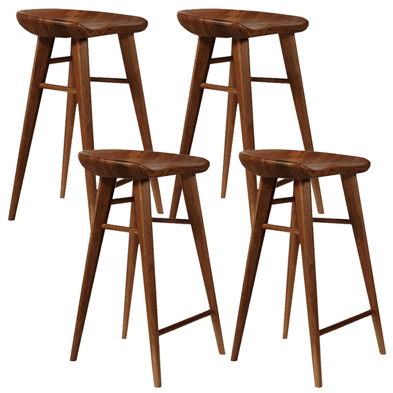 Modern Armless Counter Stool Wood Cafe Bar Stool with Wooden Seat and Pedal Walnut 4 Piece Set Bar Stool(30"H) Clearhalo 'Bar Furniture' 'Bar Stools' 'bar_stools' 'furn' 'furn_bar_stools' 'Furniture' 'furniture_bar_stools' 'Kitchen & Dining Furniture' 5054851