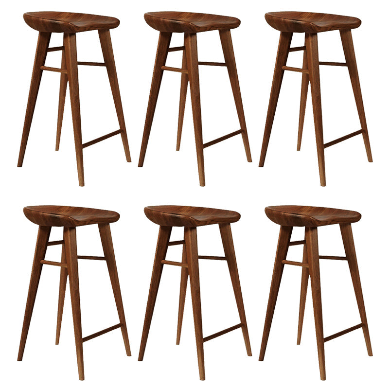 Modern Armless Counter Stool Wood Cafe Bar Stool with Wooden Seat and Pedal Walnut 6 Piece Set Bar Stool(30"H) Clearhalo 'Bar Furniture' 'Bar Stools' 'bar_stools' 'furn' 'furn_bar_stools' 'Furniture' 'furniture_bar_stools' 'Kitchen & Dining Furniture' 5054852