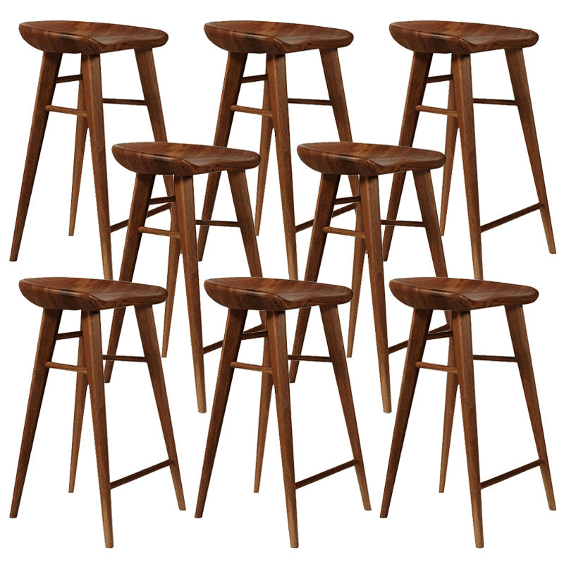 Modern Armless Counter Stool Wood Cafe Bar Stool with Wooden Seat and Pedal Walnut 8 Piece Set Bar Stool(30"H) Clearhalo 'Bar Furniture' 'Bar Stools' 'bar_stools' 'furn' 'furn_bar_stools' 'Furniture' 'furniture_bar_stools' 'Kitchen & Dining Furniture' 5054853
