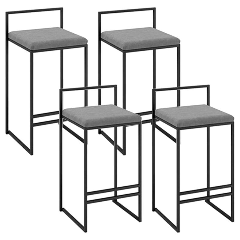 Modern Backrest Counter Stool Iron Kitchen Bar Stool with Velvet Cushion and Pedal Grey 4 Piece Set Clearhalo 'Bar Furniture' 'Bar Stools' 'bar_stools' 'furn' 'furn_bar_stools' 'Furniture' 'furniture_bar_stools' 'Kitchen & Dining Furniture' 5054859
