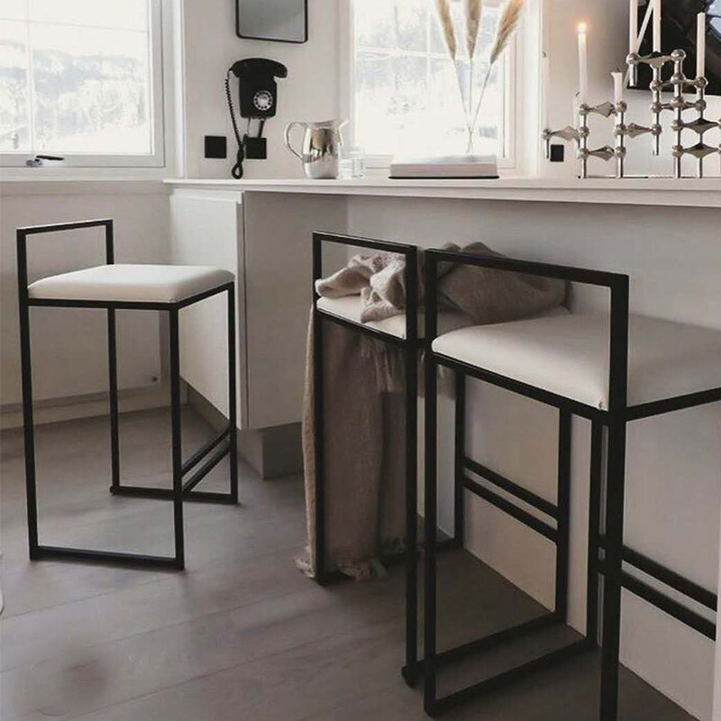 Modern Backrest Counter Stool Iron Kitchen Bar Stool with Velvet Cushion and Pedal Clearhalo 'Bar Furniture' 'Bar Stools' 'bar_stools' 'furn' 'furn_bar_stools' 'Furniture' 'furniture_bar_stools' 'Kitchen & Dining Furniture' 5054860
