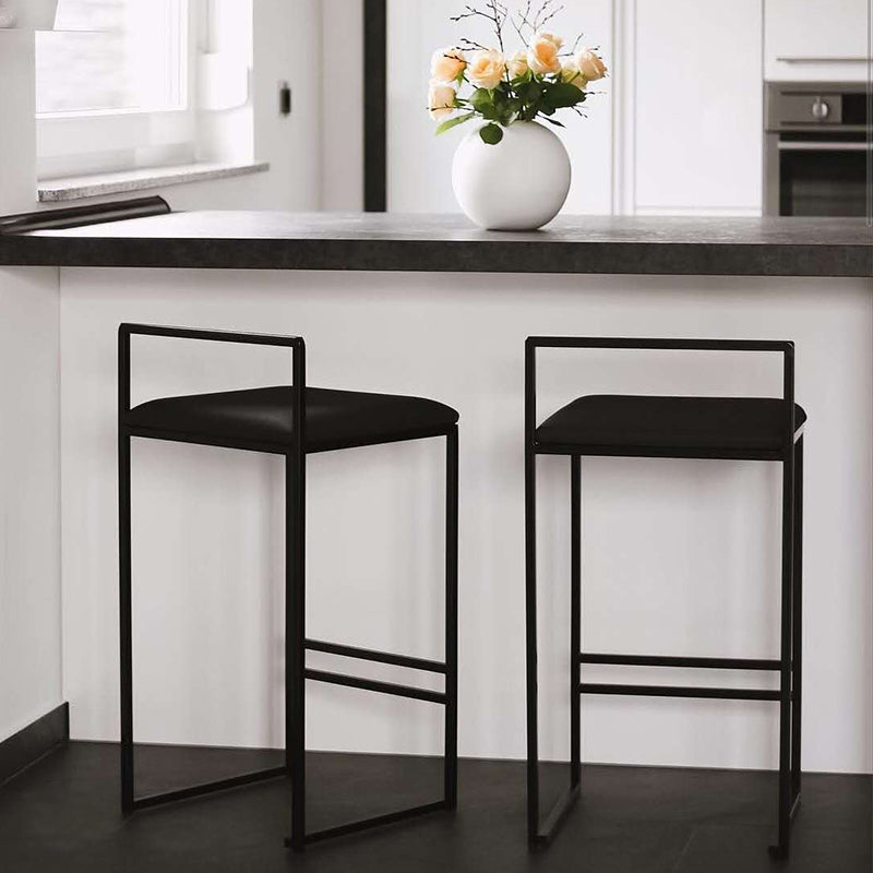 Modern Backrest Counter Stool Iron Kitchen Bar Stool with Velvet Cushion and Pedal Clearhalo 'Bar Furniture' 'Bar Stools' 'bar_stools' 'furn' 'furn_bar_stools' 'Furniture' 'furniture_bar_stools' 'Kitchen & Dining Furniture' 5054861