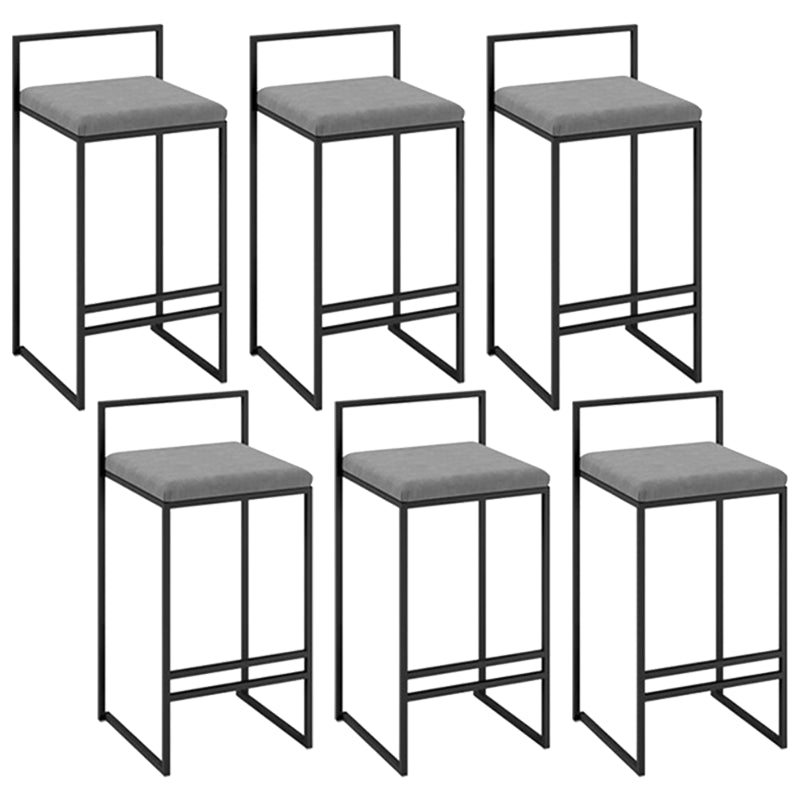Modern Backrest Counter Stool Iron Kitchen Bar Stool with Velvet Cushion and Pedal Grey 6 Piece Set Clearhalo 'Bar Furniture' 'Bar Stools' 'bar_stools' 'furn' 'furn_bar_stools' 'Furniture' 'furniture_bar_stools' 'Kitchen & Dining Furniture' 5054862
