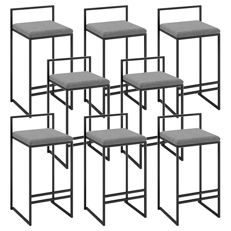Modern Backrest Counter Stool Iron Kitchen Bar Stool with Velvet Cushion and Pedal Grey 8 Piece Set Clearhalo 'Bar Furniture' 'Bar Stools' 'bar_stools' 'furn' 'furn_bar_stools' 'Furniture' 'furniture_bar_stools' 'Kitchen & Dining Furniture' 5054863