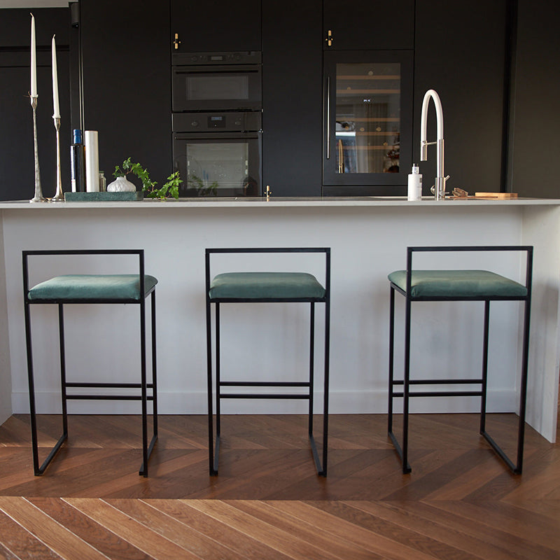 Modern Backrest Counter Stool Iron Kitchen Bar Stool with Velvet Cushion and Pedal Clearhalo 'Bar Furniture' 'Bar Stools' 'bar_stools' 'furn' 'furn_bar_stools' 'Furniture' 'furniture_bar_stools' 'Kitchen & Dining Furniture' 5054864