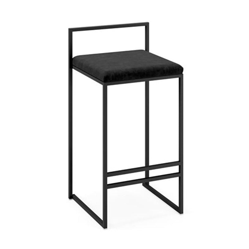Modern Backrest Counter Stool Iron Kitchen Bar Stool with Velvet Cushion and Pedal Clearhalo 'Bar Furniture' 'Bar Stools' 'bar_stools' 'furn' 'furn_bar_stools' 'Furniture' 'furniture_bar_stools' 'Kitchen & Dining Furniture' 5054865