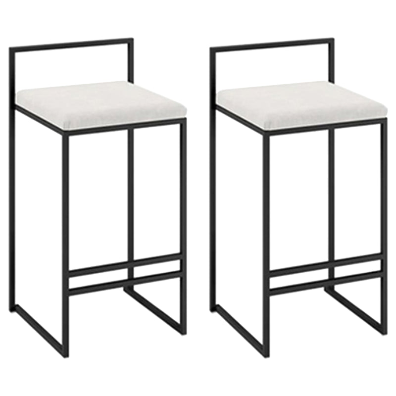 Modern Backrest Counter Stool Iron Kitchen Bar Stool with Velvet Cushion and Pedal White 2 Piece Set Clearhalo 'Bar Furniture' 'Bar Stools' 'bar_stools' 'furn' 'furn_bar_stools' 'Furniture' 'furniture_bar_stools' 'Kitchen & Dining Furniture' 5054866