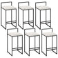Modern Backrest Counter Stool Iron Kitchen Bar Stool with Velvet Cushion and Pedal White 6 Piece Set Clearhalo 'Bar Furniture' 'Bar Stools' 'bar_stools' 'furn' 'furn_bar_stools' 'Furniture' 'furniture_bar_stools' 'Kitchen & Dining Furniture' 5054869