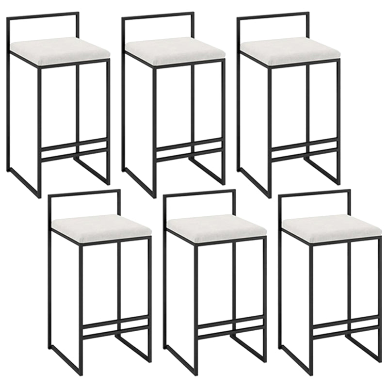 Modern Backrest Counter Stool Iron Kitchen Bar Stool with Velvet Cushion and Pedal White 6 Piece Set Clearhalo 'Bar Furniture' 'Bar Stools' 'bar_stools' 'furn' 'furn_bar_stools' 'Furniture' 'furniture_bar_stools' 'Kitchen & Dining Furniture' 5054869