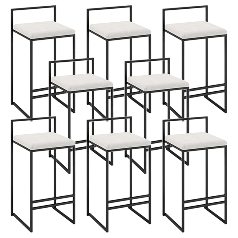 Modern Backrest Counter Stool Iron Kitchen Bar Stool with Velvet Cushion and Pedal White 8 Piece Set Clearhalo 'Bar Furniture' 'Bar Stools' 'bar_stools' 'furn' 'furn_bar_stools' 'Furniture' 'furniture_bar_stools' 'Kitchen & Dining Furniture' 5054872