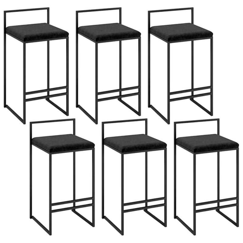 Modern Backrest Counter Stool Iron Kitchen Bar Stool with Velvet Cushion and Pedal Black 6 Piece Set Clearhalo 'Bar Furniture' 'Bar Stools' 'bar_stools' 'furn' 'furn_bar_stools' 'Furniture' 'furniture_bar_stools' 'Kitchen & Dining Furniture' 5054878