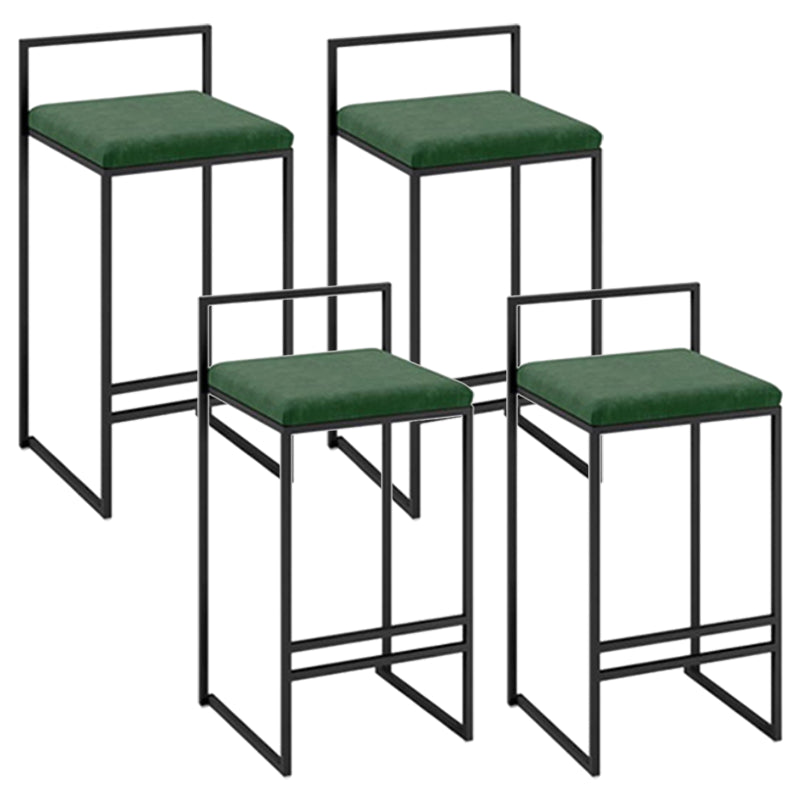 Modern Backrest Counter Stool Iron Kitchen Bar Stool with Velvet Cushion and Pedal Blackish Green 4 Piece Set Clearhalo 'Bar Furniture' 'Bar Stools' 'bar_stools' 'furn' 'furn_bar_stools' 'Furniture' 'furniture_bar_stools' 'Kitchen & Dining Furniture' 5054881