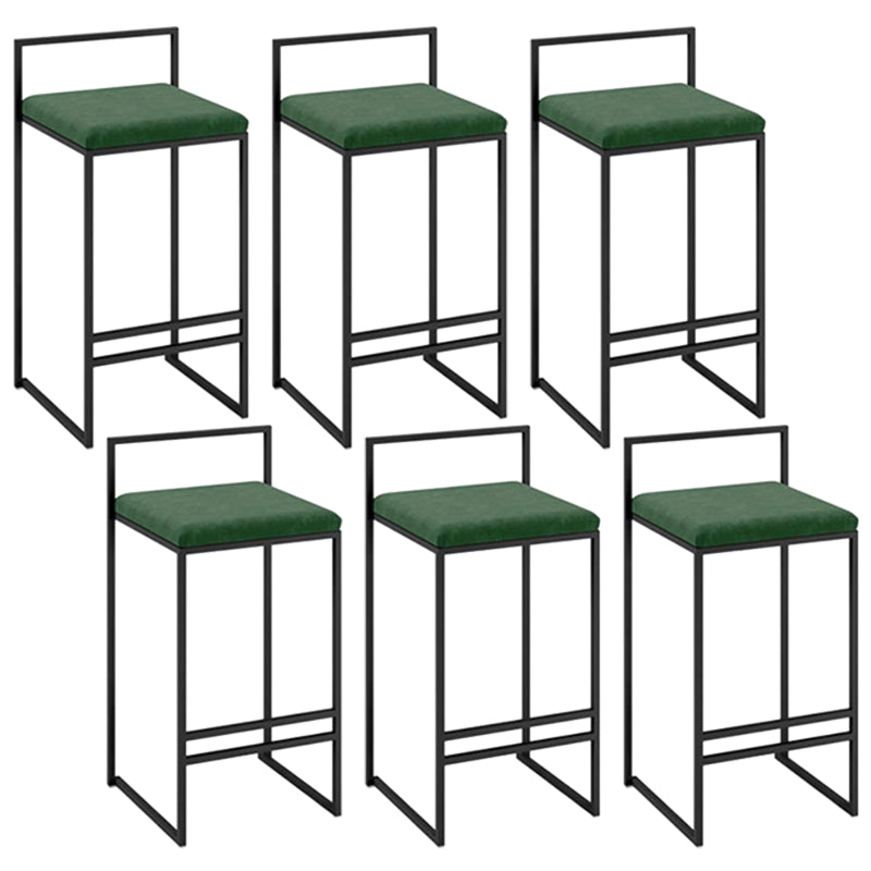 Modern Backrest Counter Stool Iron Kitchen Bar Stool with Velvet Cushion and Pedal Blackish Green 6 Piece Set Clearhalo 'Bar Furniture' 'Bar Stools' 'bar_stools' 'furn' 'furn_bar_stools' 'Furniture' 'furniture_bar_stools' 'Kitchen & Dining Furniture' 5054882