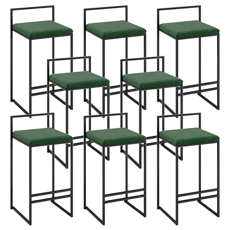 Modern Backrest Counter Stool Iron Kitchen Bar Stool with Velvet Cushion and Pedal Blackish Green 8 Piece Set Clearhalo 'Bar Furniture' 'Bar Stools' 'bar_stools' 'furn' 'furn_bar_stools' 'Furniture' 'furniture_bar_stools' 'Kitchen & Dining Furniture' 5054883