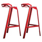 Modern Armless Backrest Counter Stool Iron Cafe Bar Stool with Seat Red 2 Piece Set Clearhalo 'Bar Furniture' 'Bar Stools' 'bar_stools' 'furn' 'furn_bar_stools' 'Furniture' 'furniture_bar_stools' 'Kitchen & Dining Furniture' 5054887
