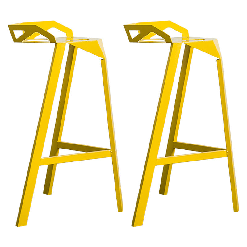 Modern Armless Backrest Counter Stool Iron Cafe Bar Stool with Seat Yellow 2 Piece Set Clearhalo 'Bar Furniture' 'Bar Stools' 'bar_stools' 'furn' 'furn_bar_stools' 'Furniture' 'furniture_bar_stools' 'Kitchen & Dining Furniture' 5054894